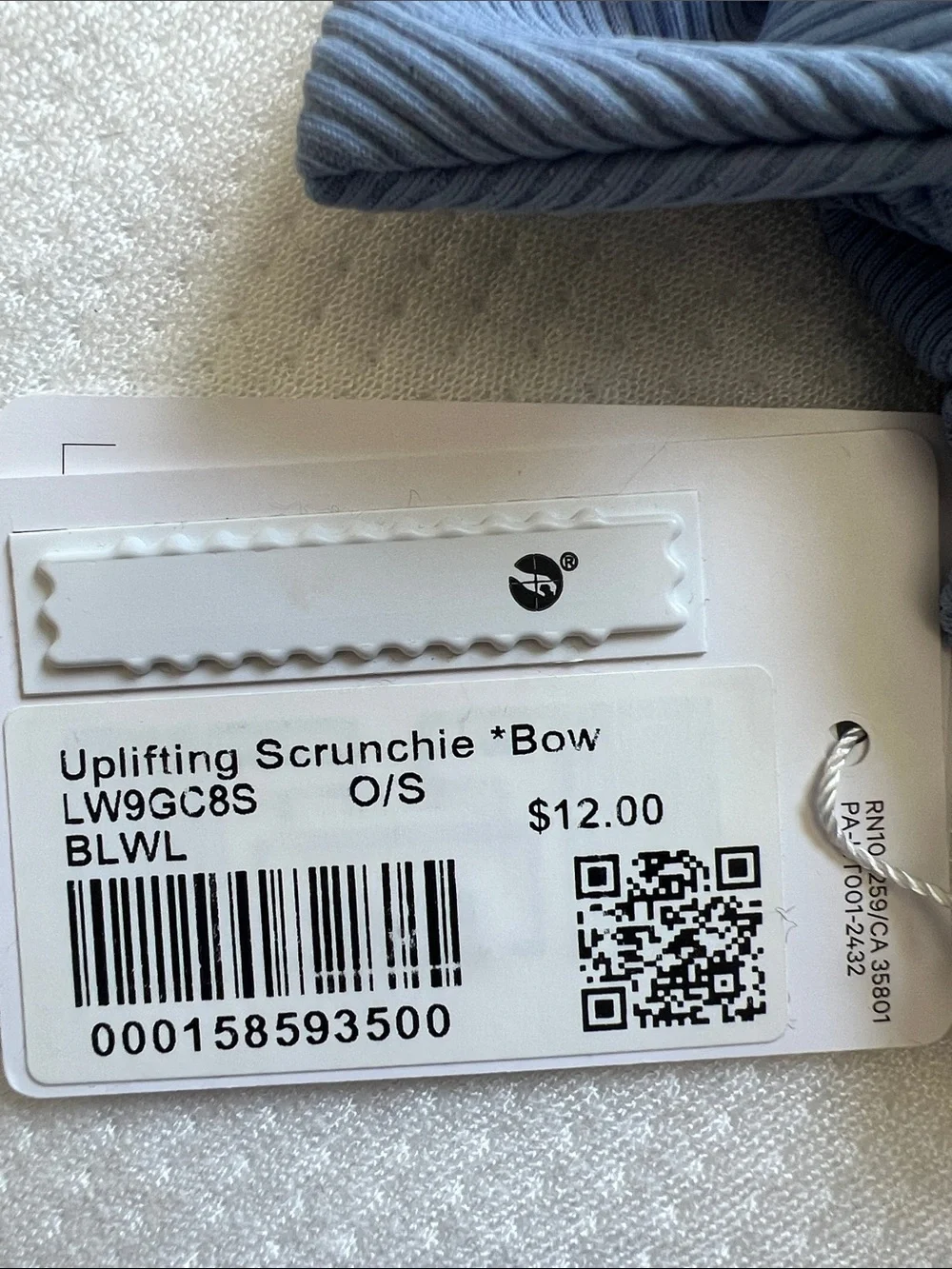 Lululemon Blue Willow Uplifting Hair Scrunchie Bow NEW WITH TAGS